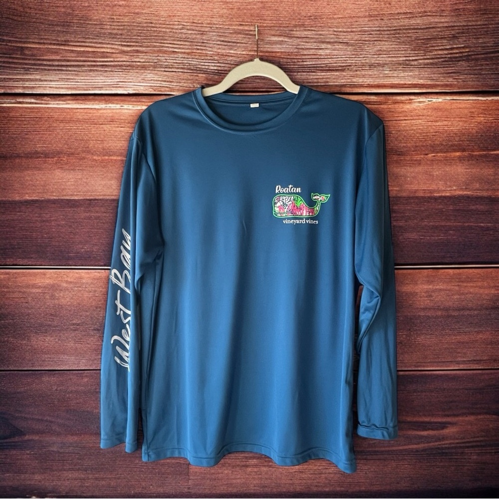 Vineyard Vines blue long sleeve beach shirt